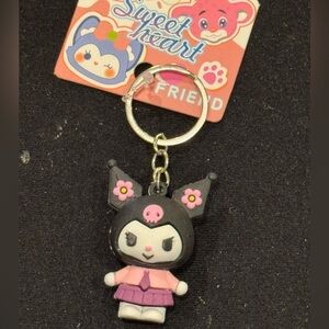 Sweetheart Friend Kuromi Figurine Keychain in Black
